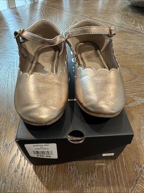 ShuShop Girls' Metallic Gold Mary Jane Flats